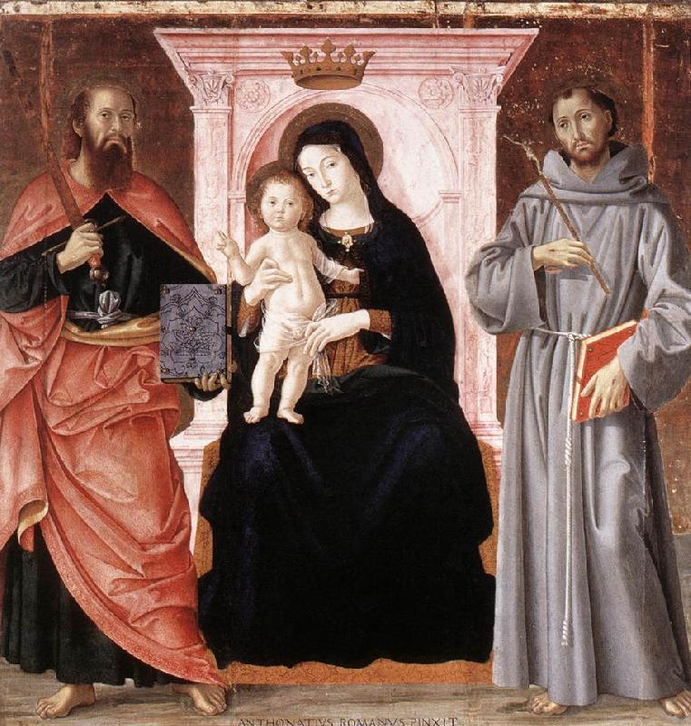 ANTONIAZZO ROMANO Madonna Enthroned with the Infant Christ and Saints jj France oil painting art